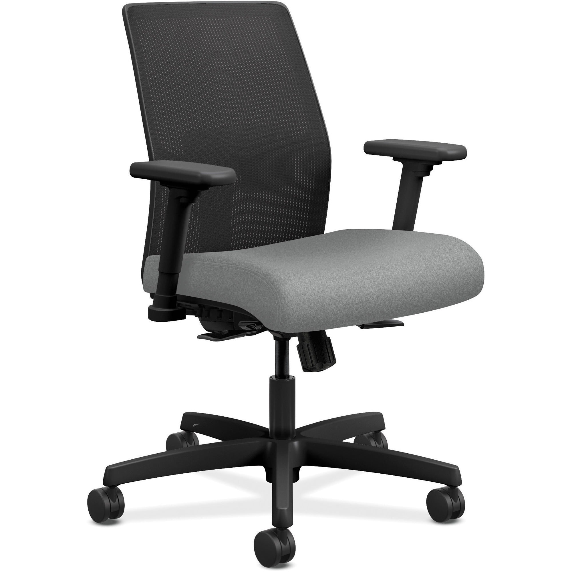 HON Ignition 2.0 Chair, Frost Fabric Seat, Black Mesh Back, Adjustable Arms, Black Frame, 1 Each