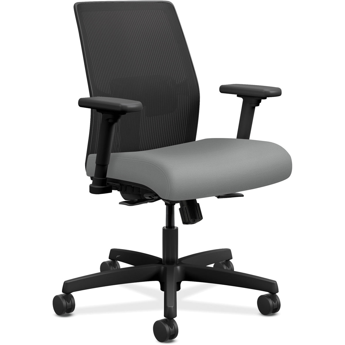 HON Ignition 2.0 Chair, Frost Fabric Seat, Black Mesh Back, Adjustable Arms, Black Frame, 1 Each