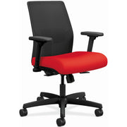 HON Ignition 2.0 Chair, Ruby Fabric Seat, Black Mesh Back, Adjustable Arms, Black Frame, 1 Each