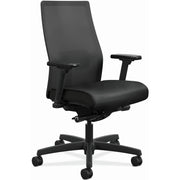 HON Ignition 2.0 Chair, Vinyl Seat, Mesh Back, Adjustable Arms, Black Frame, 1 Each
