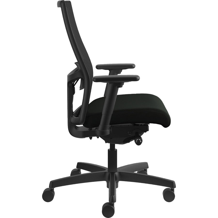 HON Ignition 2.0 Chair, Vinyl Seat, Mesh Back, Adjustable Arms, Black Frame, 1 Each