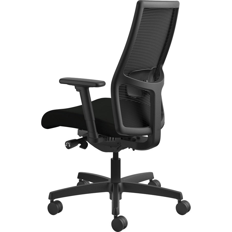 HON Ignition 2.0 Chair, Vinyl Seat, Mesh Back, Adjustable Arms, Black Frame, 1 Each