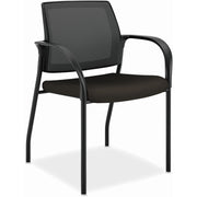 HON Ignition Chair, Espresso Fabric Seat, Black Mesh Back, Steel Frame, Armrest, Stackable, 1 Each