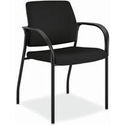 HON Ignition Stacking Chair, Black Fabric Back and Seat, Black Steel Frame, Armrests, 1 Each