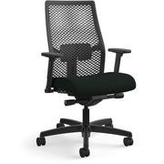 HON Ignition ReActiv Chair, Black Vinyl Seat, Black Mesh Mid Back, Adjustable Arms, Black Frame, 1 Each