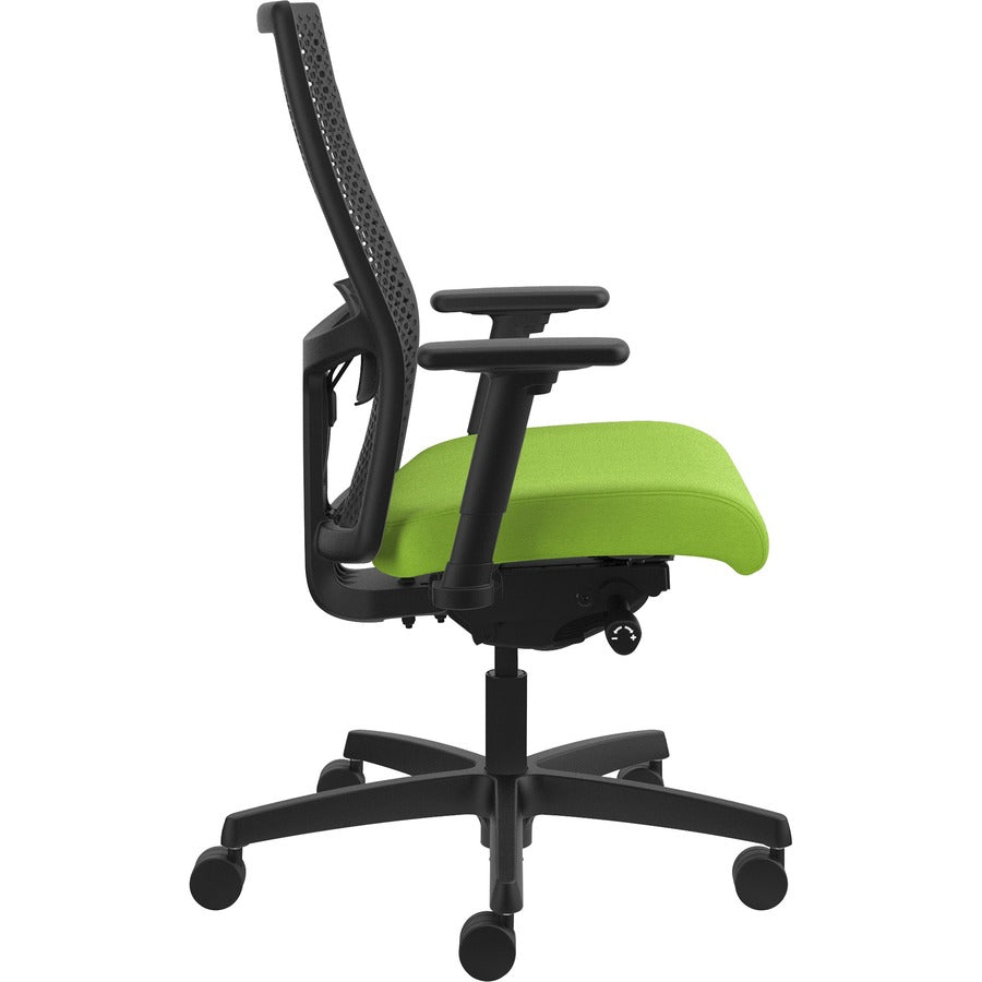 HON Ignition ReActiv Chair, Mid Back, Pear Fabric Seat, Black Mesh Back, Adjustable Arms, Black Frame, 1 Each