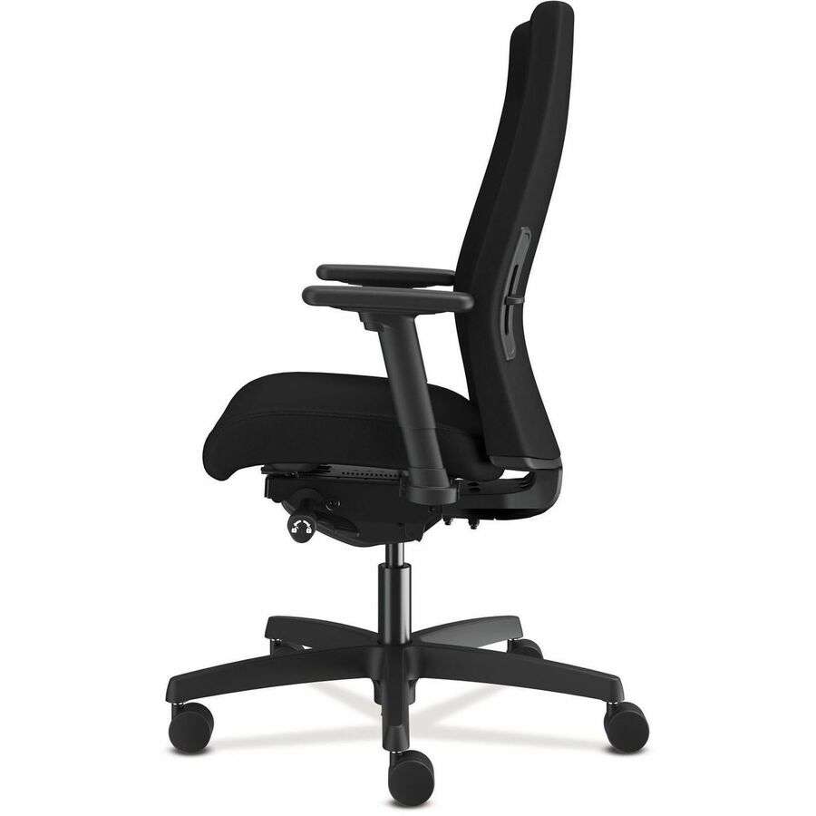 HON Ignition 2.0 Mid Back Task Chair, Black Fabric Seat and Back, Adjustable Arms, Black Frame, 1 Each
