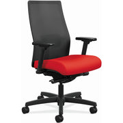 HON Ignition 2.0 Mid-Back Task Chair, Ruby Fabric Seat, Black Mesh Back, Adjustable Arms, Black Frame, 1 Each