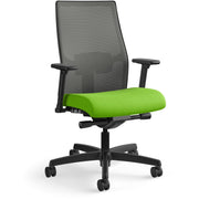 HON Ignition 2.0 Mid Back Chair, Pear Fabric Seat, Charcoal Mesh Back, Black Frame, Adjustable Arms, 360° Swivel, 1 Each