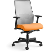 HON Ignition 2.0 Mid-Back Task Chair, Apricot Fabric Seat, Fog Mesh Back, Black Frame, Adjustable Arms, 360° Swivel, 1 Each