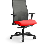 HON Ignition 2.0 Chair, Ruby Fabric Seat, Charcoal Mesh Mid Back, Black Frame, Adjustable Arms, 1 Each