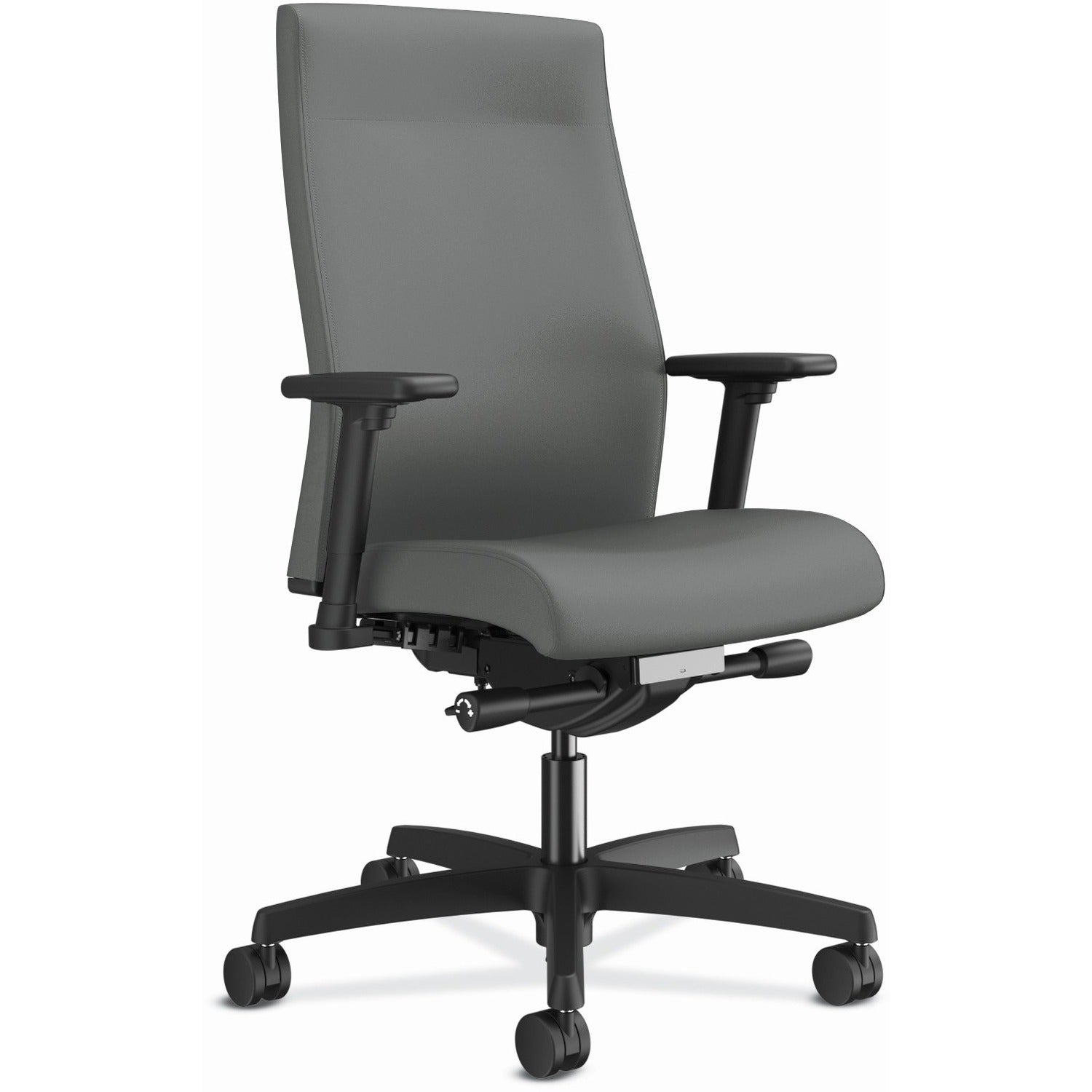 HON Ignition 2.0 Mid Back Task Chair, Frost Fabric Seat and Back, Black Frame, Adjustable Arms, 1 Each