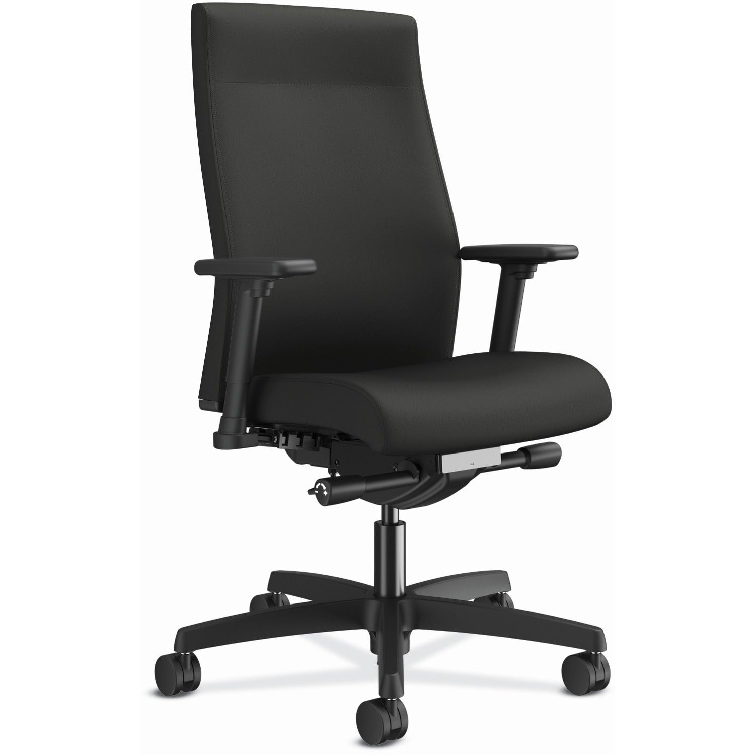 HON Ignition 2.0 Mid Back Chair, Iron Ore Fabric Seat and Back, Black Frame, Adjustable Arms, 1 Each
