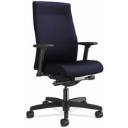 HON Ignition 2.0 Mid Back Task Chair, Navy Fabric Seat and Back, Black Frame, Adjustable Arms, 1 Each