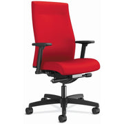HON Ignition 2.0 Mid Back Chair, Ruby Fabric Seat and Back, Black Frame, Adjustable Arms, 1 Each