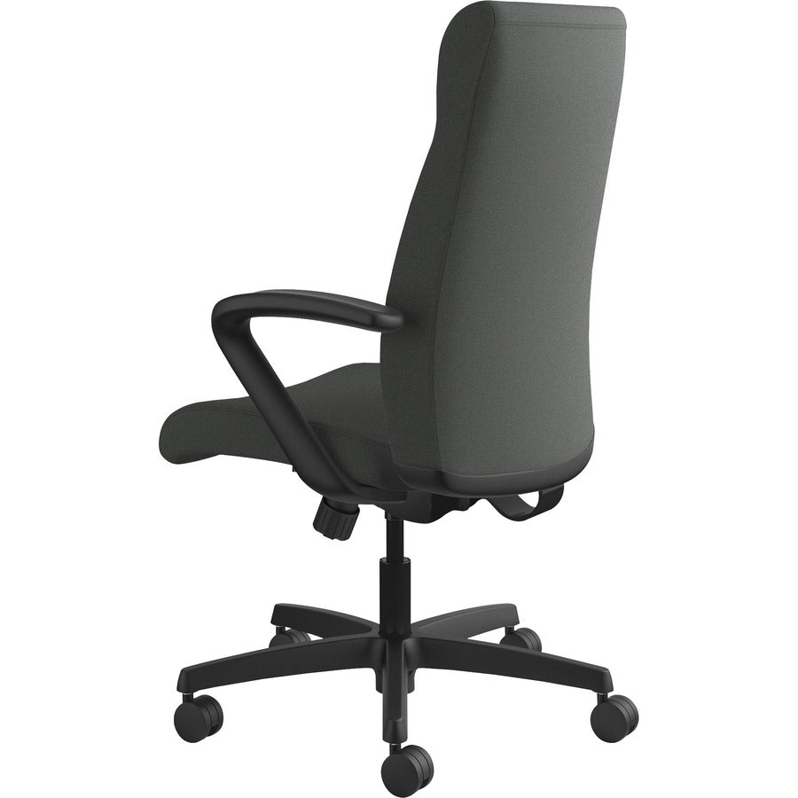 HON Ignition High-Back Chair, Iron Ore Fabric Back, Black Frame, Fixed Armrests, 1 Each