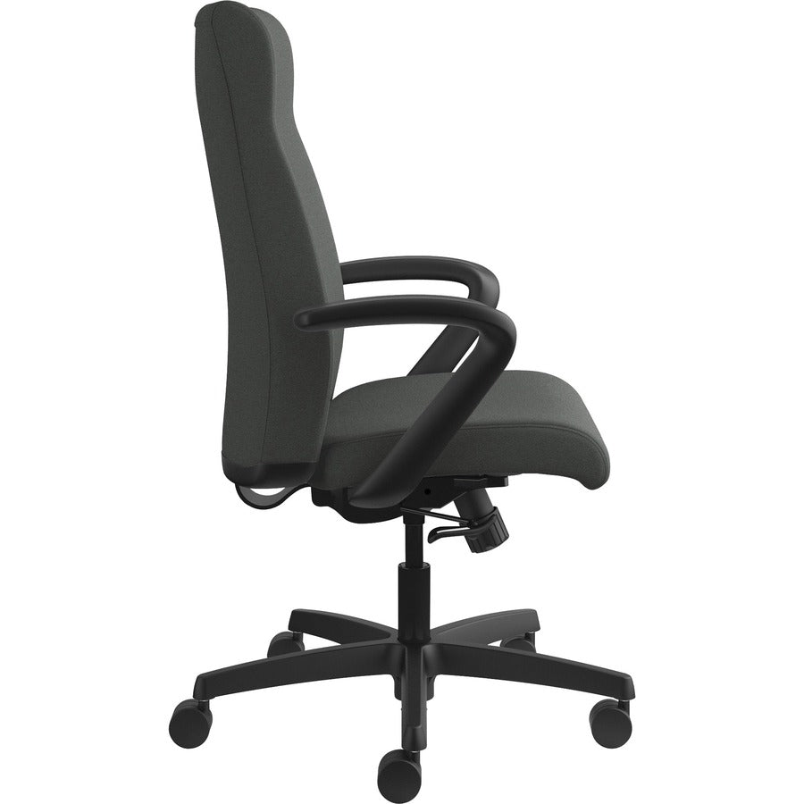 HON Ignition High-Back Chair, Iron Ore Fabric Back, Black Frame, Fixed Armrests, 1 Each