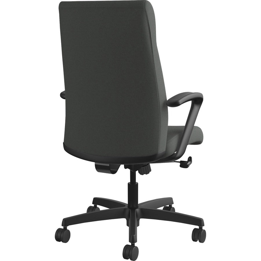 HON Ignition High-Back Chair, Iron Ore Fabric Back, Black Frame, Fixed Armrests, 1 Each