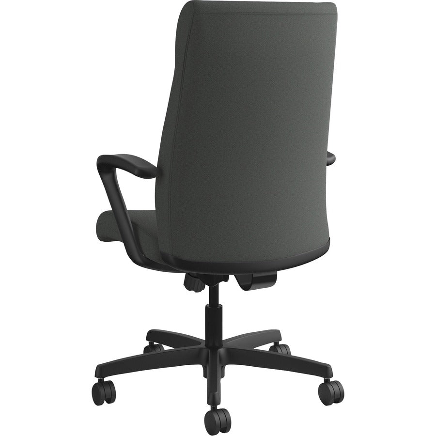 HON Ignition High-Back Chair, Iron Ore Fabric Back, Black Frame, Fixed Armrests, 1 Each