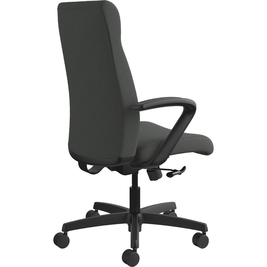 HON Ignition High-Back Chair, Iron Ore Fabric Back, Black Frame, Fixed Armrests, 1 Each