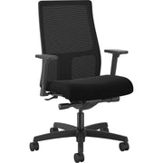 HON Ignition Mid-Back Task Chair, Black Fabric Seat, Black Mesh Back, Adjustable Arms, 5-Star Base, 1 Each