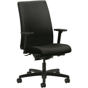 HON Ignition Mid-Back Task Chair, Black Vinyl Seat, Black Fabric Back, Adjustable Arms, 5-Star Base, 1 Each