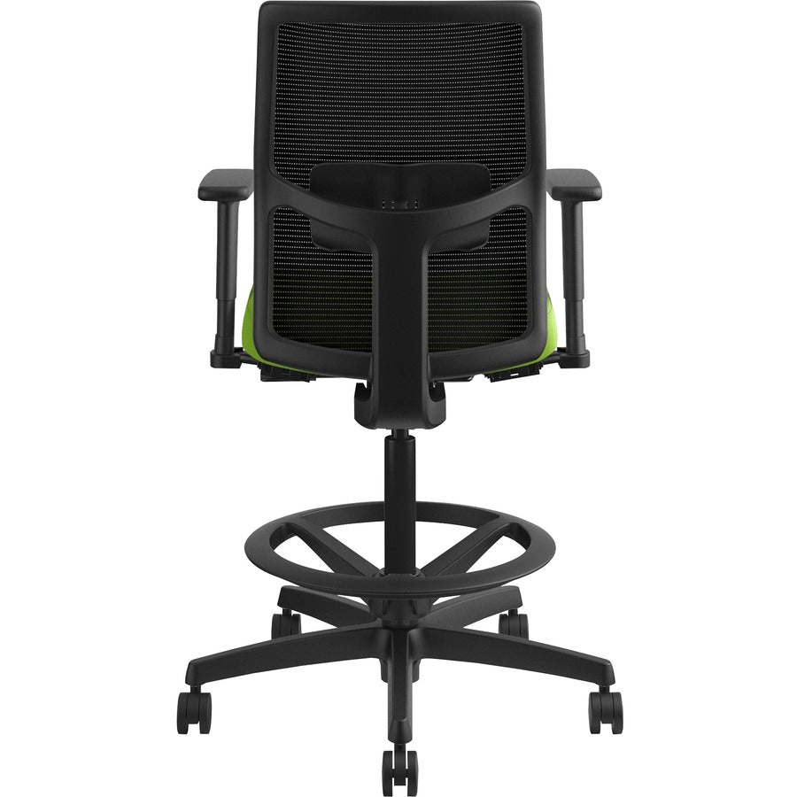 HON Ignition 2.0 Sitting Stool, Low Back, Pear Fabric Seat, Black Mesh Back, Adjustable Arms, 360° Swivel, 1 Each
