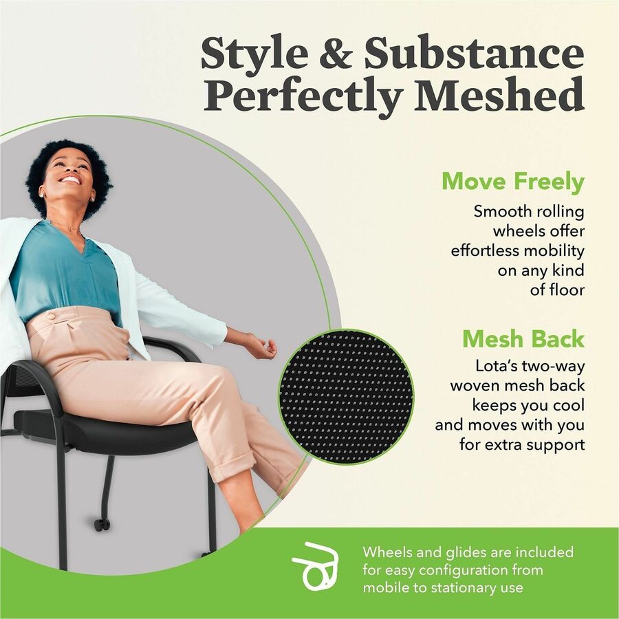 Black Seat Color - Polyester Seat Material - Black Back Color - Mesh Back Material - Black Frame Color - Steel Frame Material - Black - Armrest - 1 Each