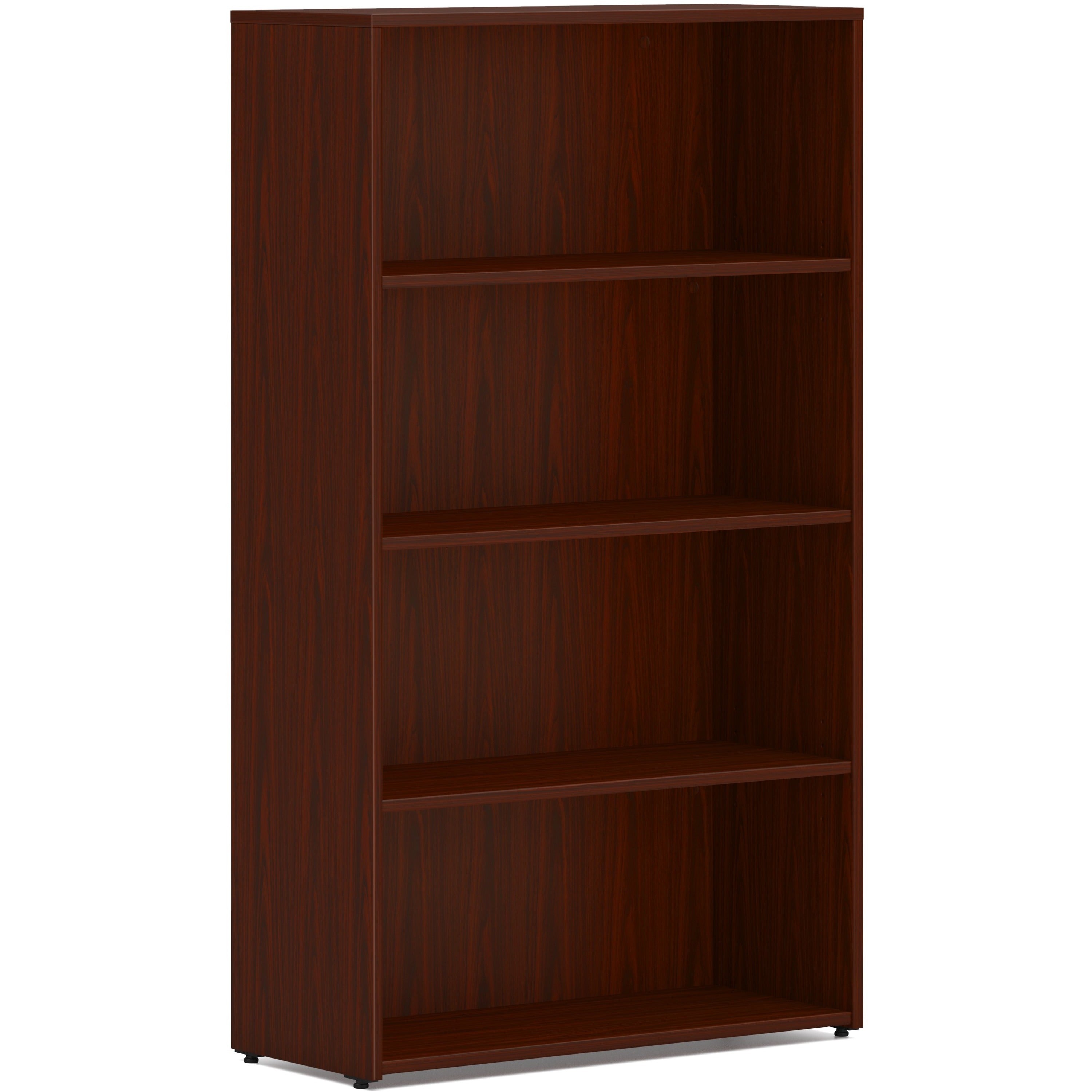 HON Mod Bookcase, 53"H x 30"W x 13"D, 4 Shelves (2 Adjustable), Mahogany Finish, 1 Each