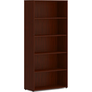 HON Mod HLPLBC3013B5 Bookcase, 65"H x 30"W x 13"D, 5 Shelves (3 Adjustable), Mahogany Finish, 1 Each