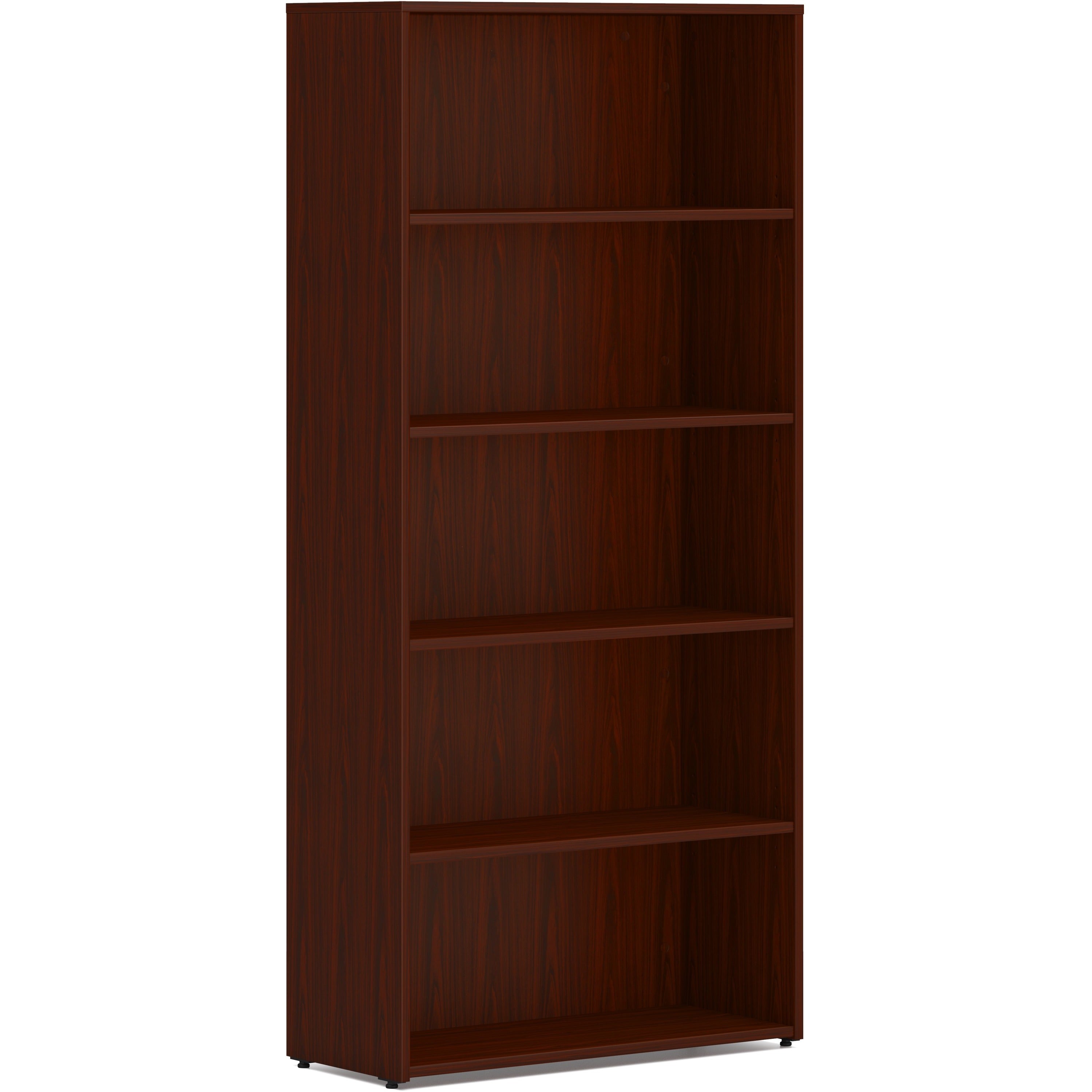 HON Mod HLPLBC3013B5 Bookcase, 65"H x 30"W x 13"D, 5 Shelves (3 Adjustable), Mahogany Finish, 1 Each