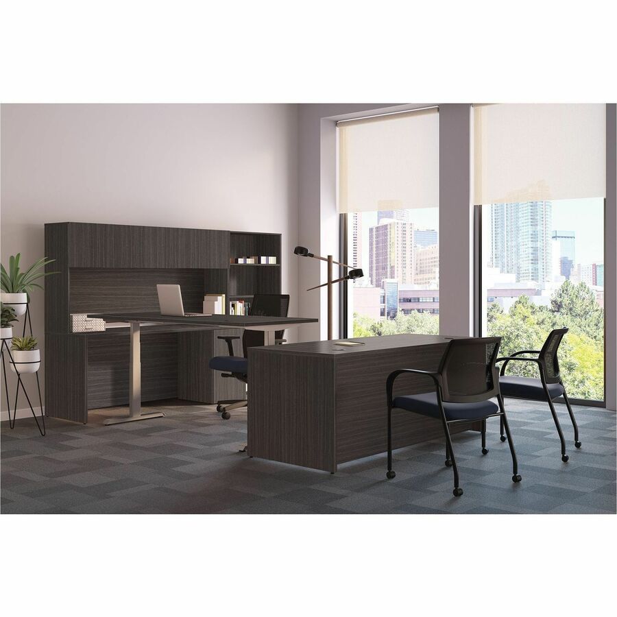 HON Mod HLPLDH72 Hutch, Slate Teak Finish, 39.8" H x 72" W x 14" D, 1 Each
