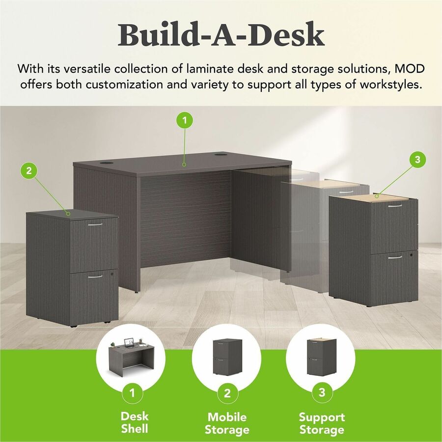 HON Mod HLPLDS4830 Desk Shell, 29" H x 48" W x 30" D, Slate Teak Finish, 1 Each