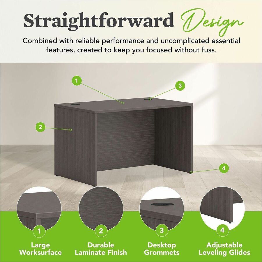 HON Mod HLPLDS4830 Desk Shell, 29" H x 48" W x 30" D, Slate Teak Finish, 1 Each