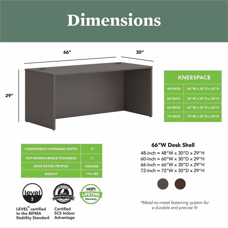 29" Height x 66" Width x 30" Depth - Finish: Slate Teak - 1 Each