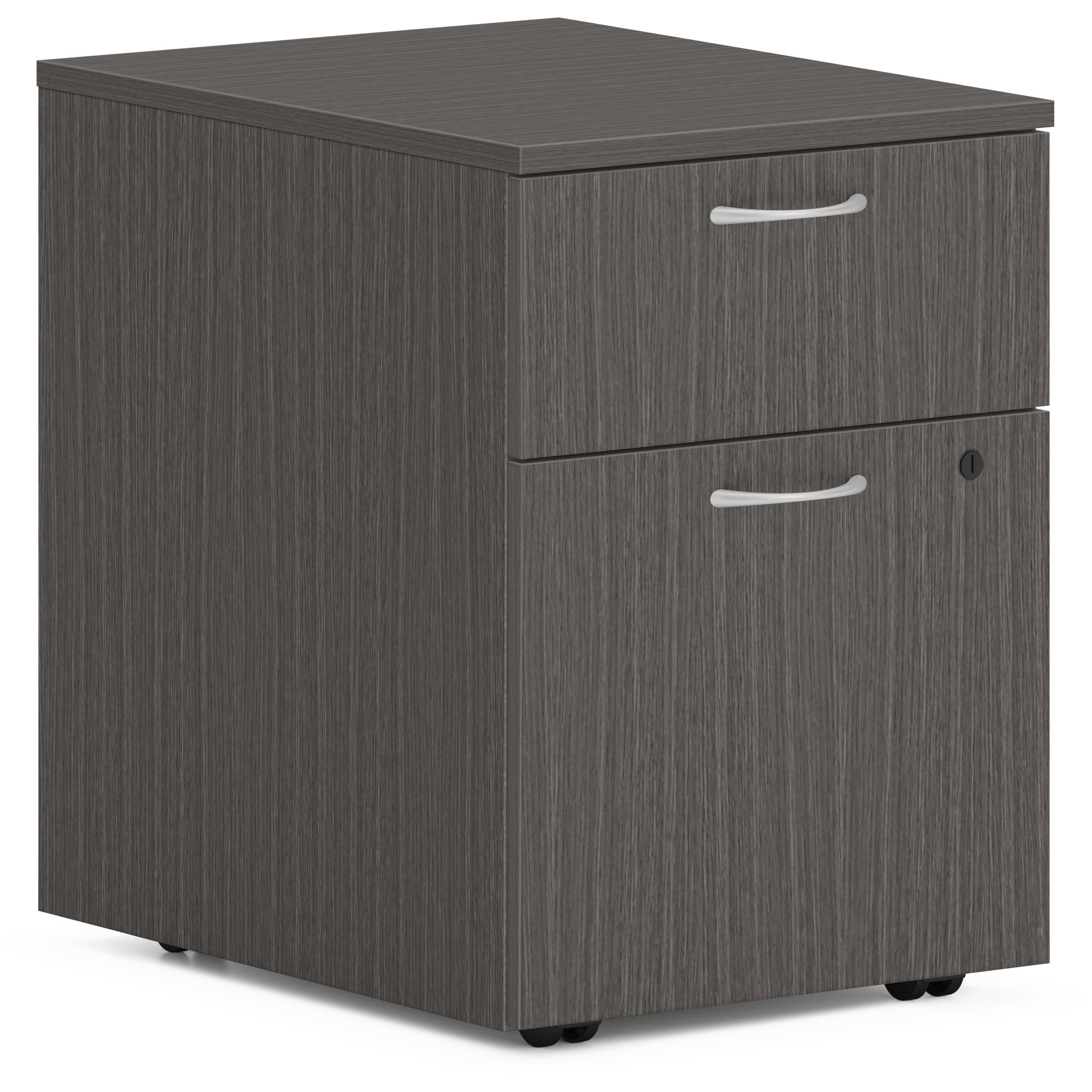 HON Mod HLPLPMBF Pedestal, 2 Drawers, Slate Teak Finish, 20"H x 15"W x 20"D, 1 Each
