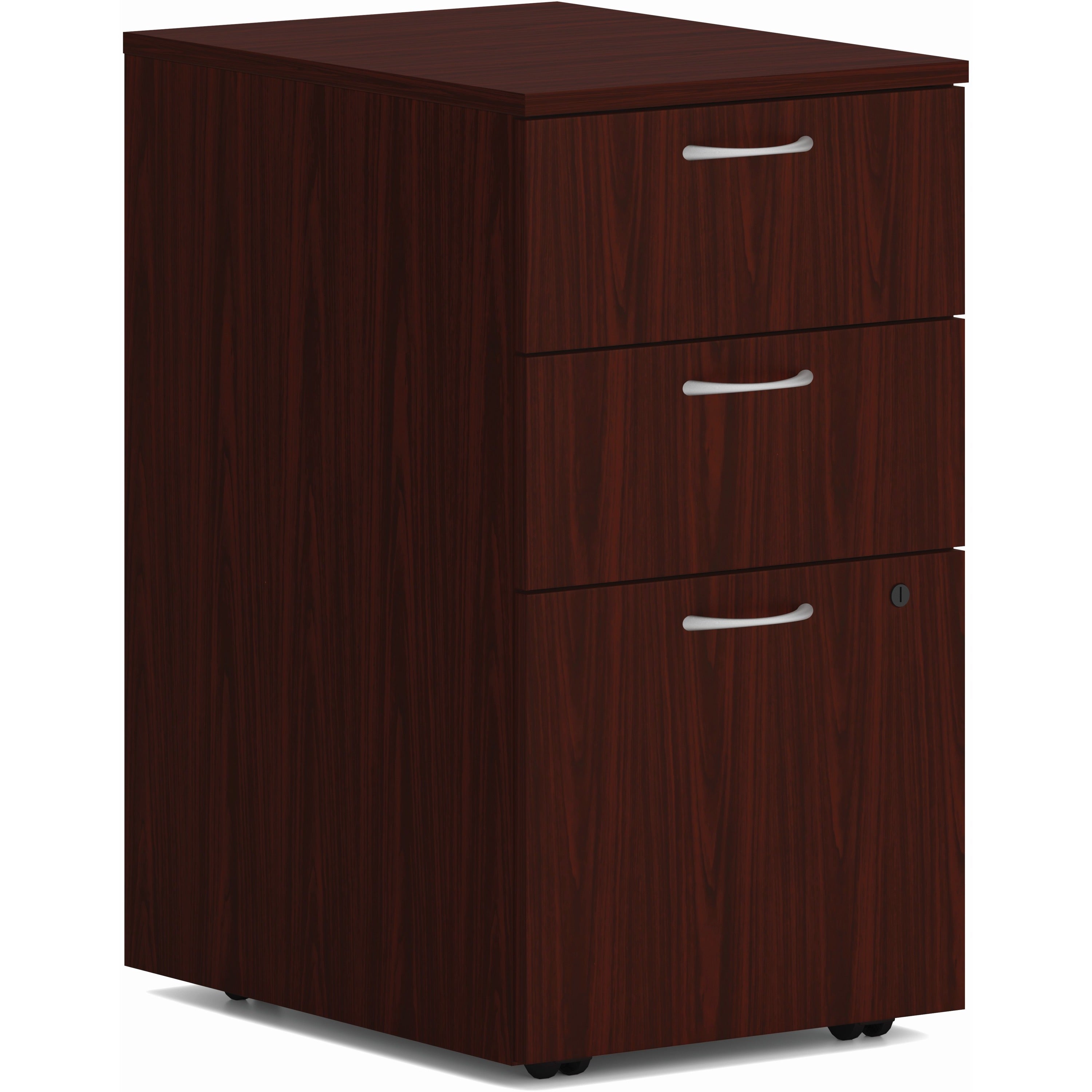 HON Mod HLPLPMBBF Pedestal, 3 Drawers, Traditional Mahogany Finish, 28" H x 15" W x 20" D, 1 Each