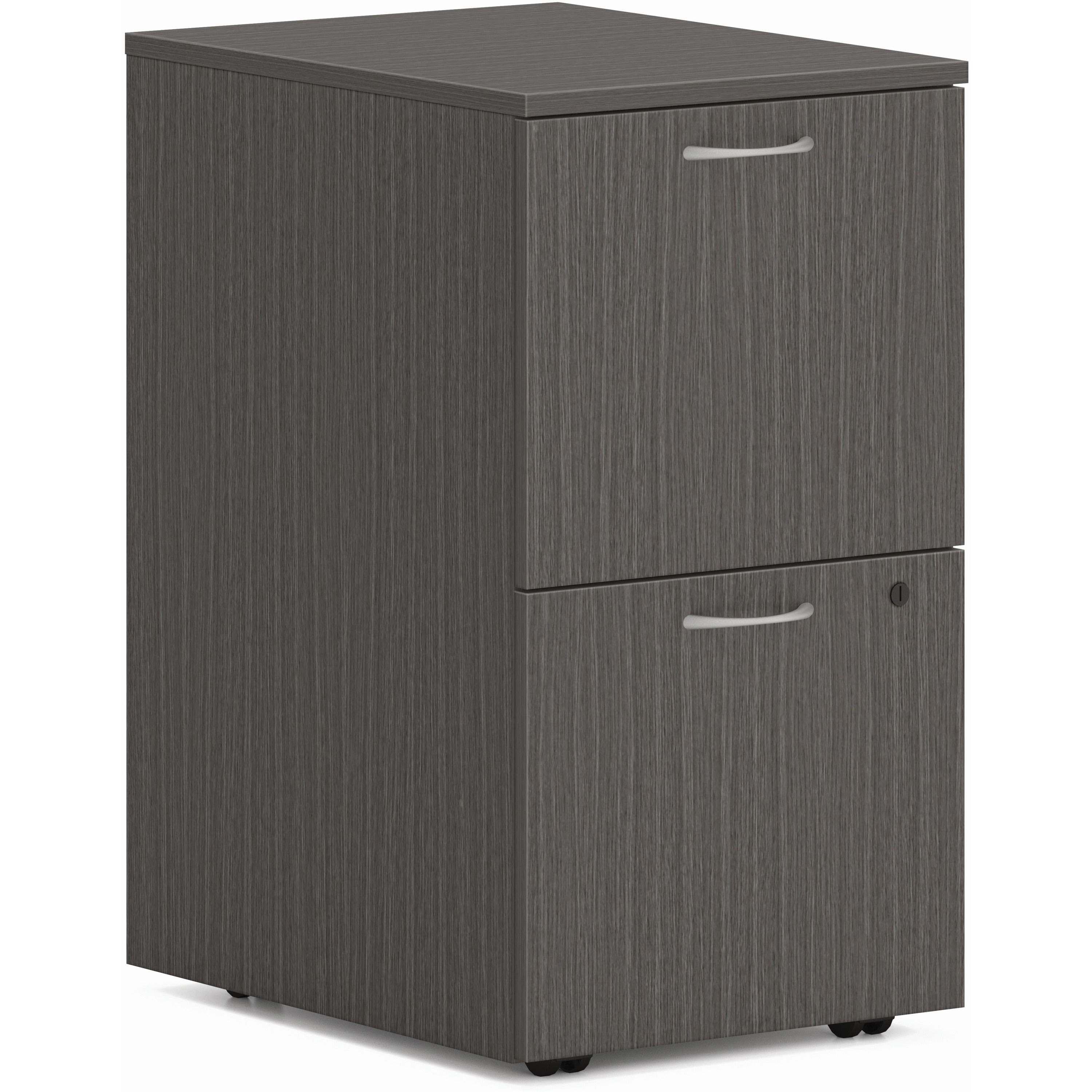 HON Mod HLPLPMFF Pedestal, 2 Drawers, Slate Teak Finish, 28" H x 15" W x 20" D, 1 Each