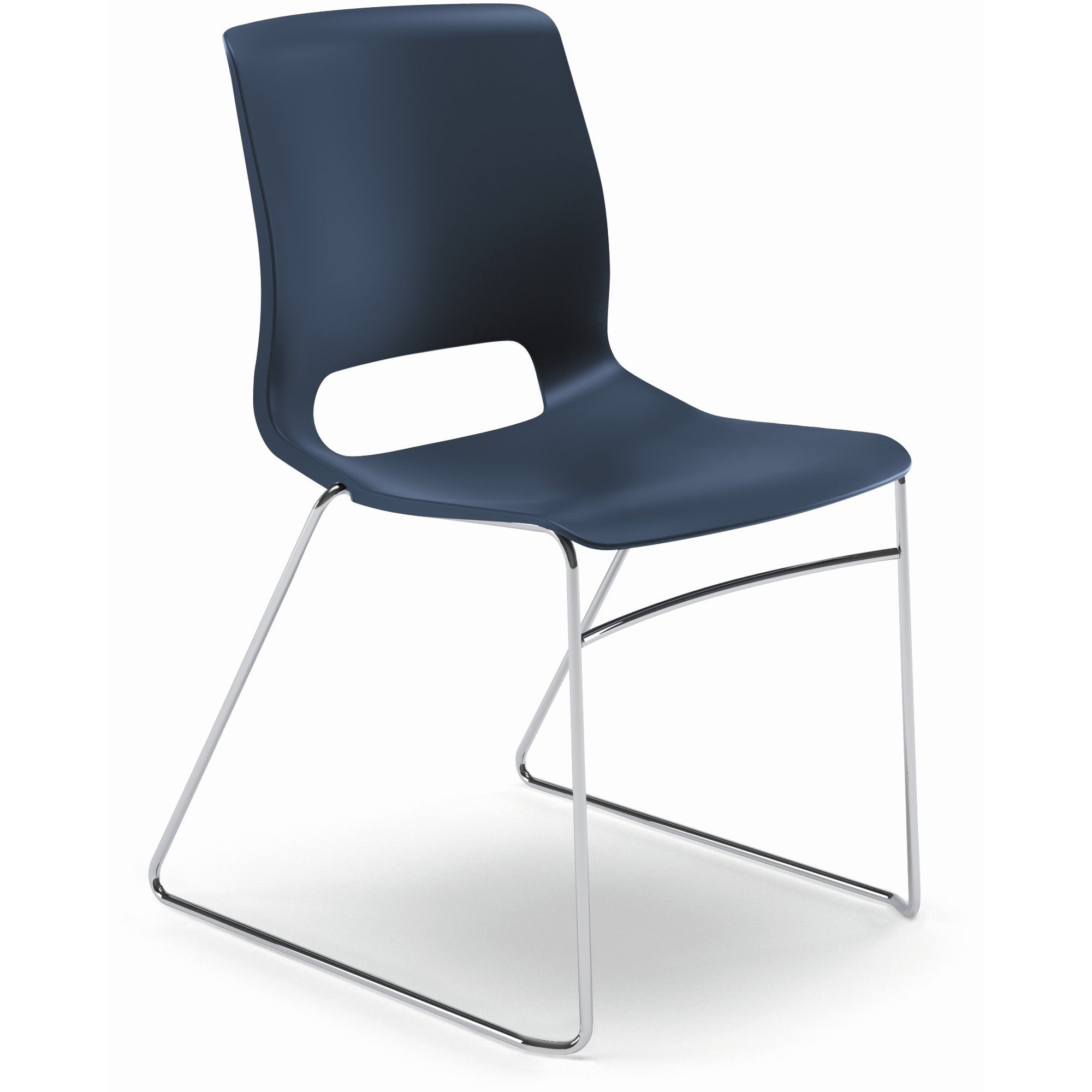 HON Motivate Stacking Chair, Plastic Seat and Back, Chrome Frame, Steel and Reinforced Resin Construction, No Arms, 4 Chairs per Carton