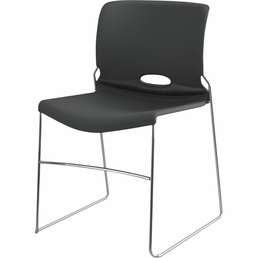 HON Olson Chair, Plastic Seat and Back, Lava Color, Chrome Steel Frame, Stackable, 4 per Carton