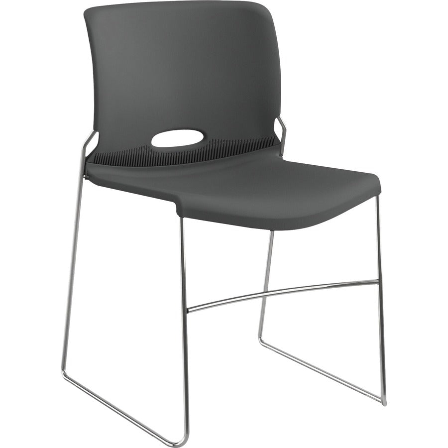 HON Olson Chair, Plastic Seat and Back, Lava Color, Chrome Steel Frame, Stackable, 4 per Carton
