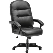 HON Pillow-Soft Executive High-Back Chair, Bonded Leather, Black, 5-Star Base, Armrest, 1 Each