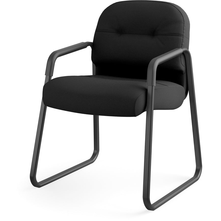 HON Pillow-Soft Chair, Iron Ore Seat & Back, Fabric Upholstery, Black Frame, Sled Base, 1 Each