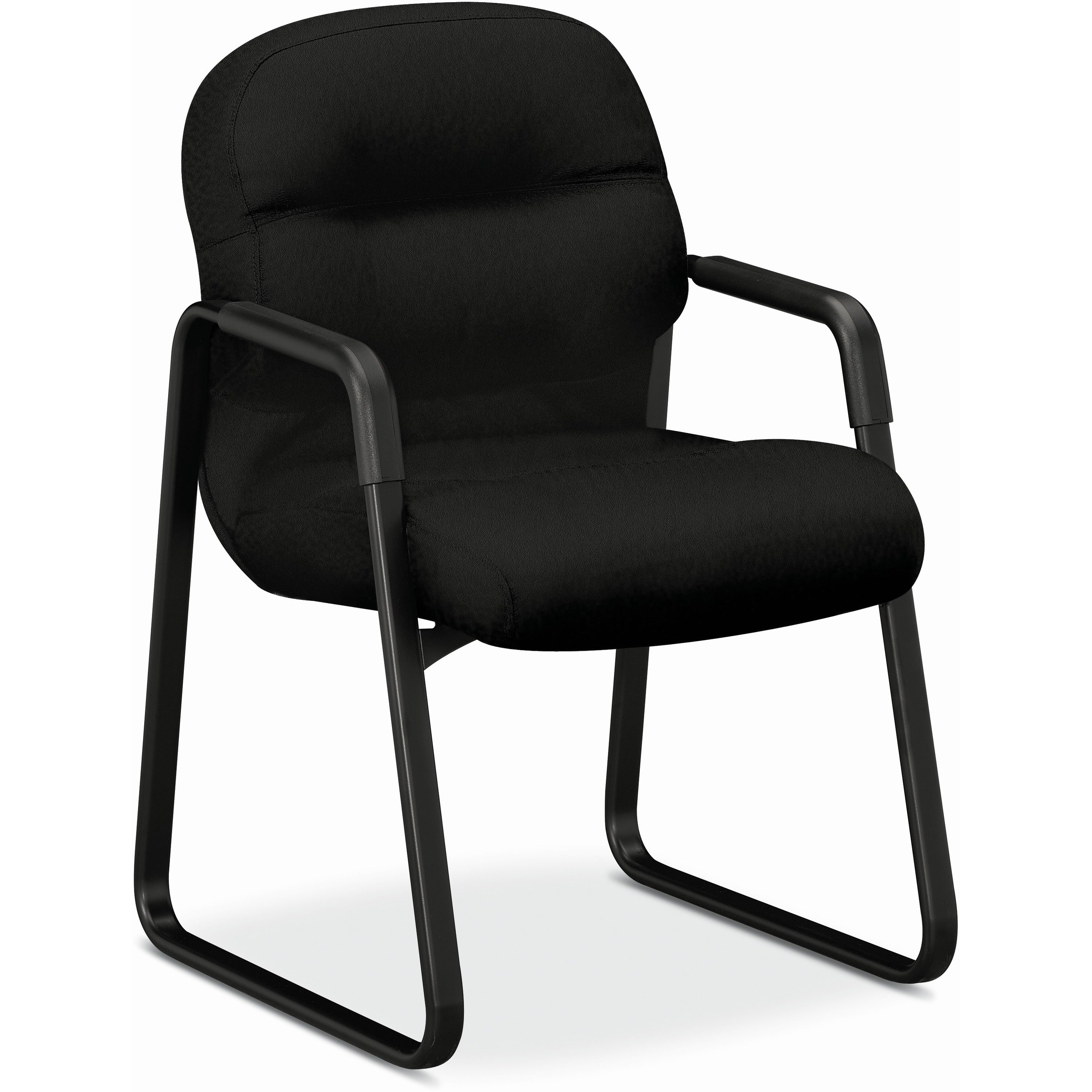 HON Pillow-Soft Chair, Iron Ore Seat & Back, Fabric Upholstery, Black Frame, Sled Base, 1 Each