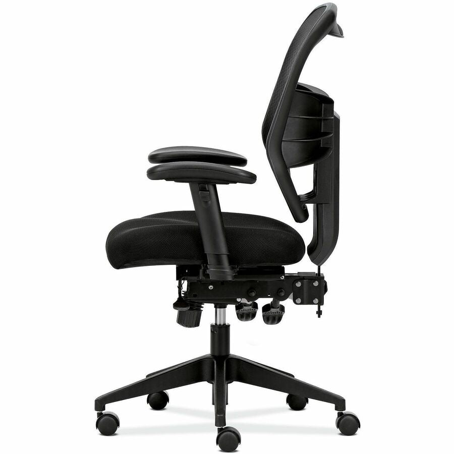 HON Prominent High-Back Task Chair, Mesh Back, Polyester Seat, Adjustable Arms, 5-Star Base, Black, 1 Each