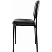 HON Scatter Chair, Black Bonded Leather Seat and Back, Steel Frame, Armless, Stackable, 1 Each