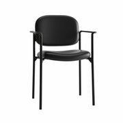 HON Scatter Chair, Black Bonded Leather Seat and Back, Steel Frame, Armrests, Stackable, 1 Each
