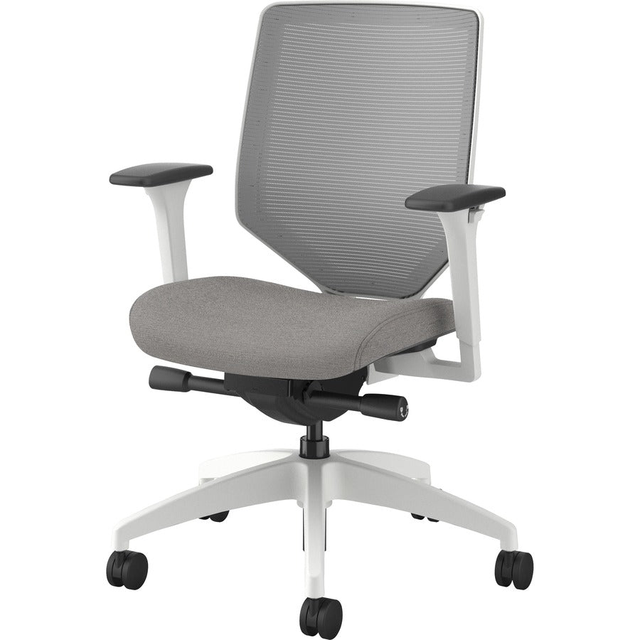 HON Solve Chair, Sterling Fabric Seat, Fog Mesh Mid Back, Designer White Frame, Adjustable Arms, 1 Each