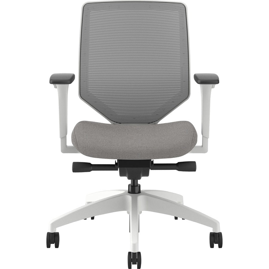 HON Solve Chair, Sterling Fabric Seat, Fog Mesh Mid Back, Designer White Frame, Adjustable Arms, 1 Each