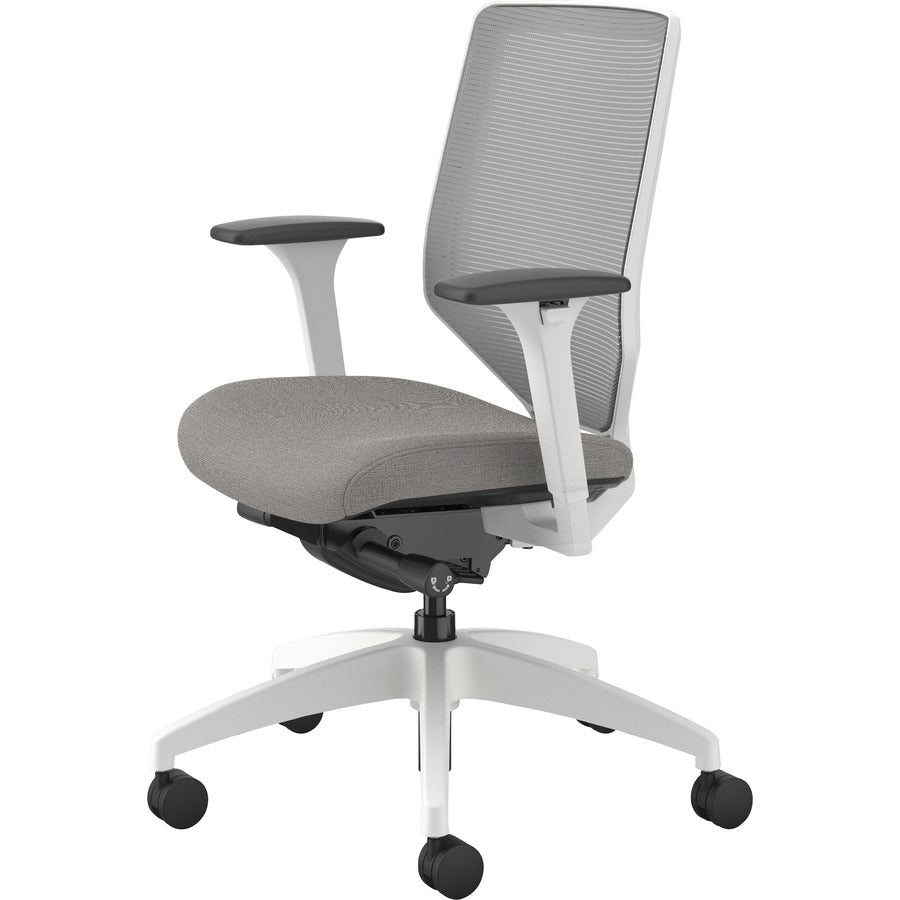 HON Solve Chair, Sterling Fabric Seat, Fog Mesh Mid Back, Designer White Frame, Adjustable Arms, 1 Each